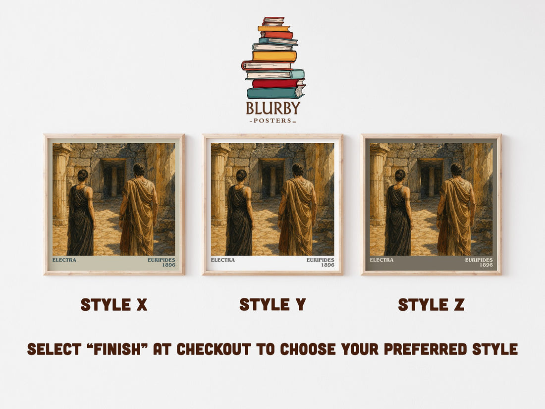 Electra literary print in frame leaning in hallway – classic literature wall art (mockup)