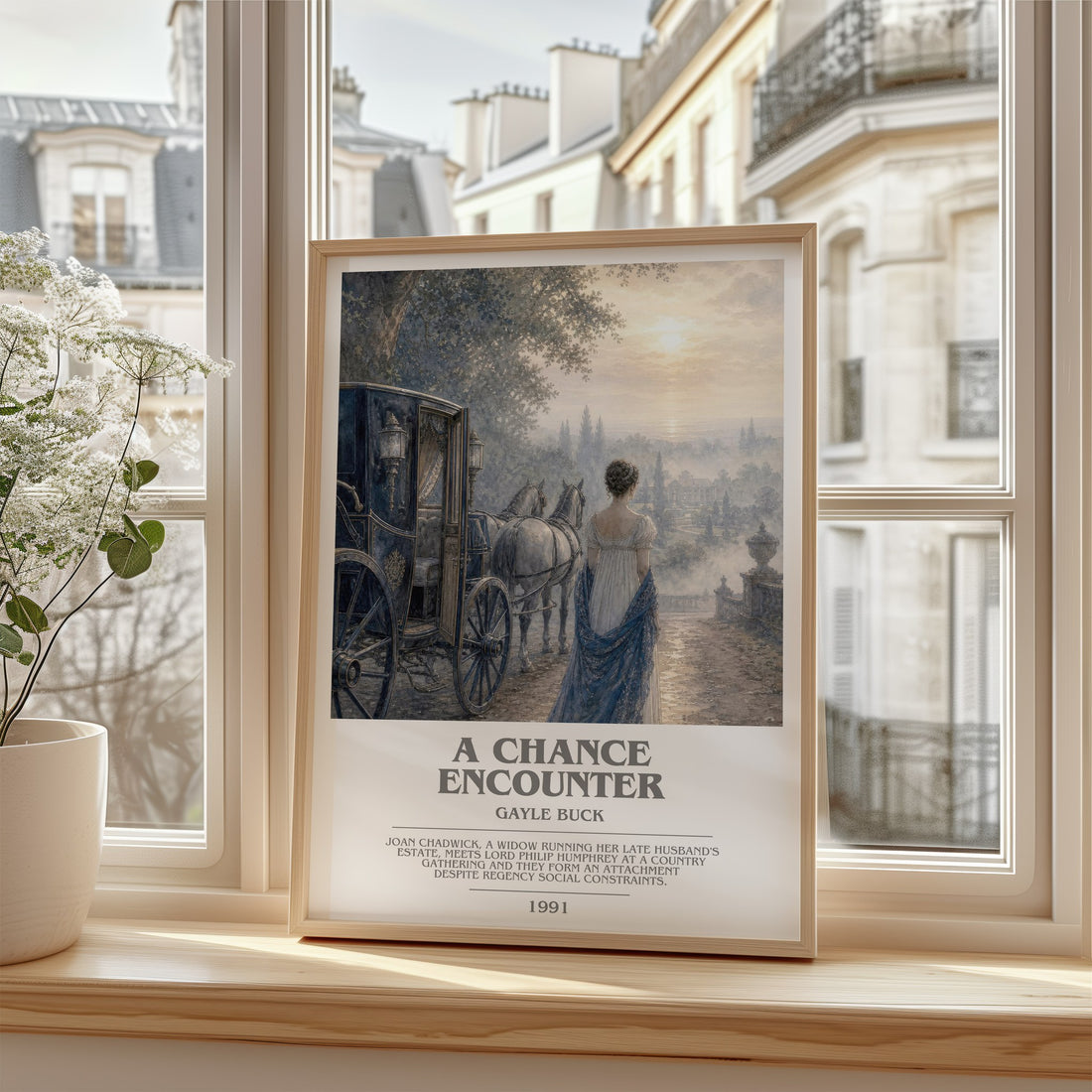 A Chance Encounter bookish poster colour and style options – Gayle Buck book art