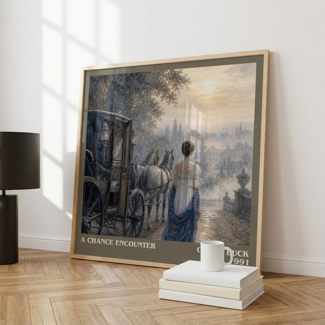 A Chance Encounter literary print framed by window – literary home decor