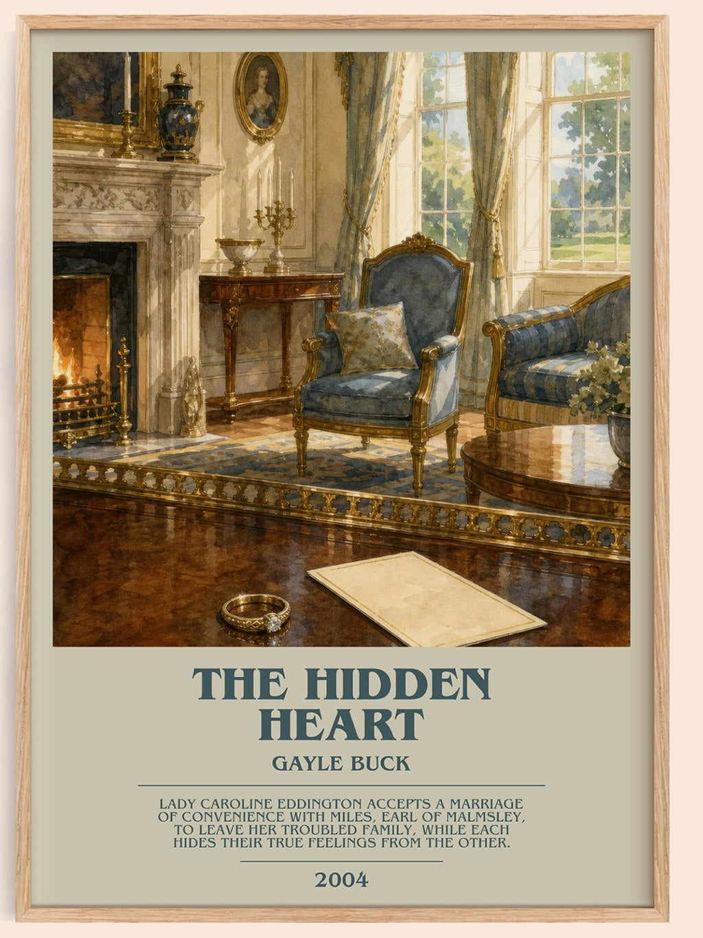 The Hidden Heart bookish book poster by Gayle Buck – framed literary art print