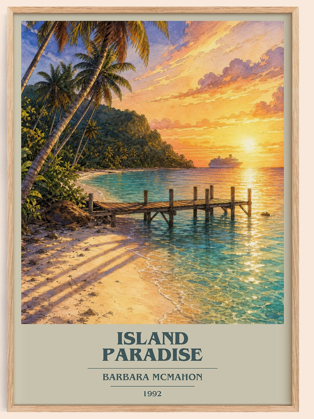 Island Paradise book cover book poster by Barbara McMahon – framed literary art print