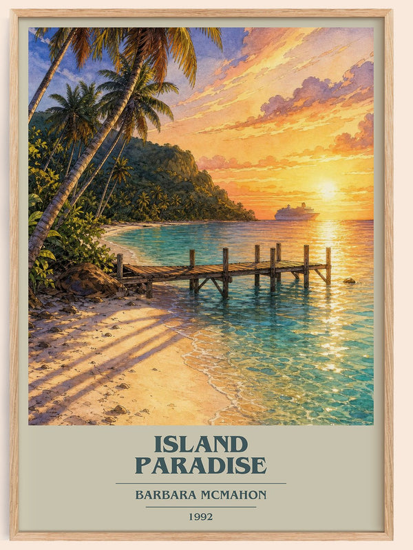 Island Paradise book cover book poster by Barbara McMahon – framed literary art print