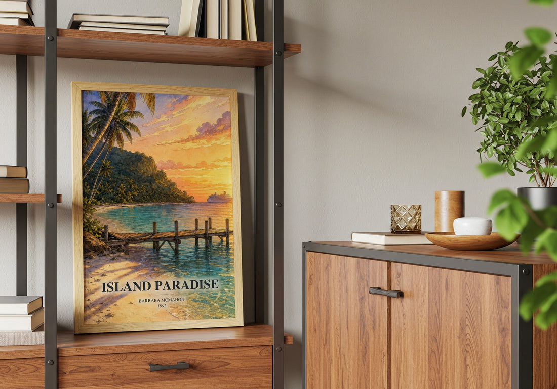 Island Paradise book watercolour illustration paper finish options – matte satin gloss