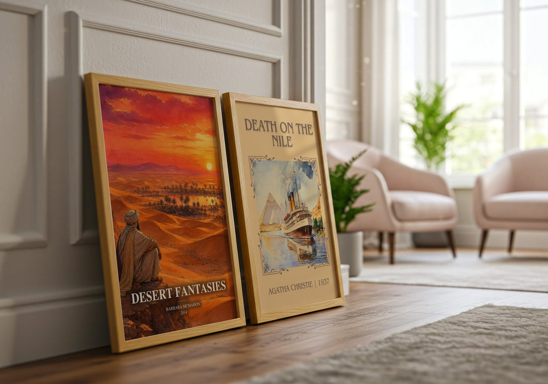 Desert Fantasies watercolour print framed by window – literary home decor