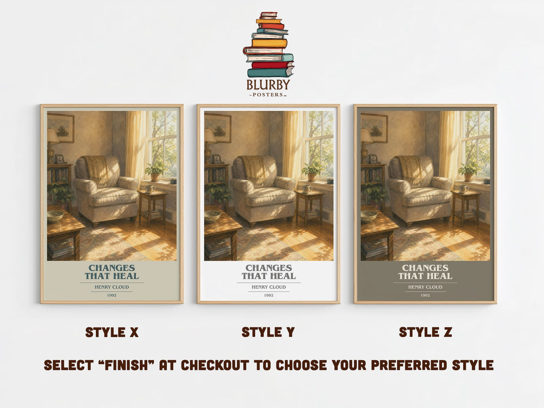 Changes That Heal book cover print in frame leaning in hallway – non fiction wall art (mockup)