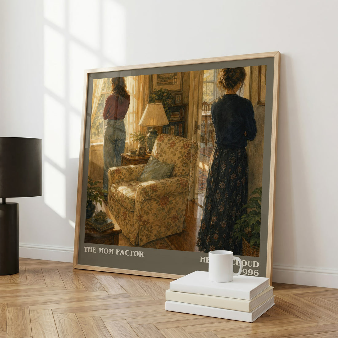 The Mom Factor literary print framed by window – literary home decor