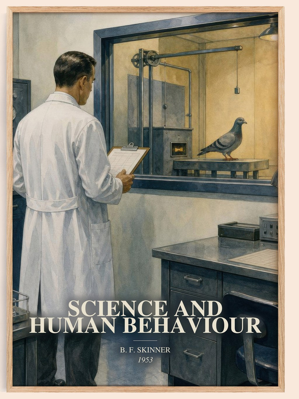 Science and human behaviour watercolour book poster by B. F. Skinner – framed literary art print