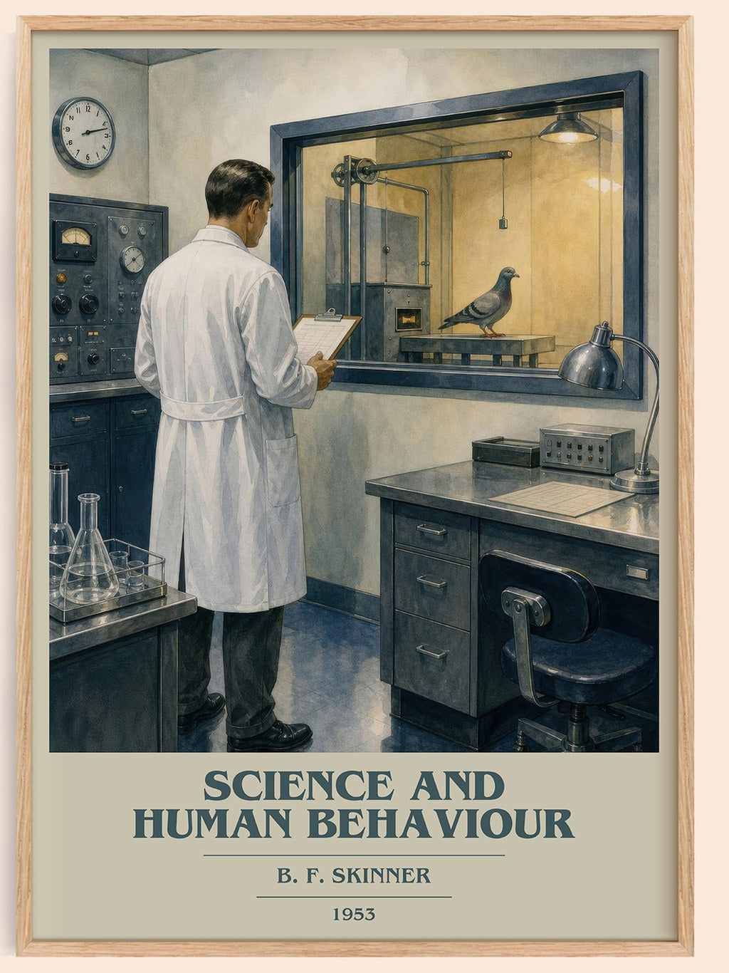 Science and human behaviour book cover book poster by B. F. Skinner – framed literary art print
