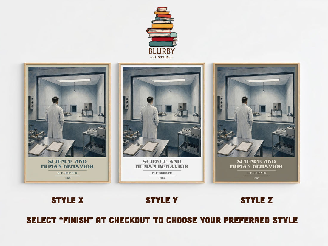 Science And Human Behavior book cover print in frame leaning in hallway – non fiction wall art (mockup)