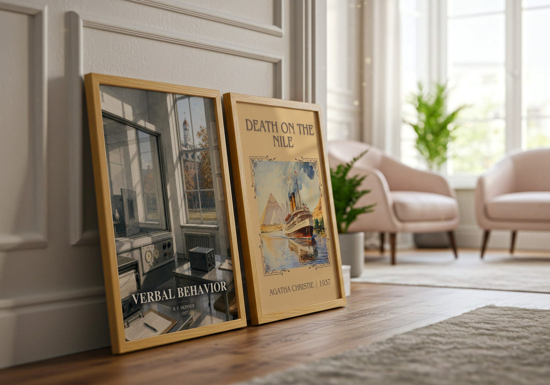 Verbal behavior watercolour print framed by window – literary home decor