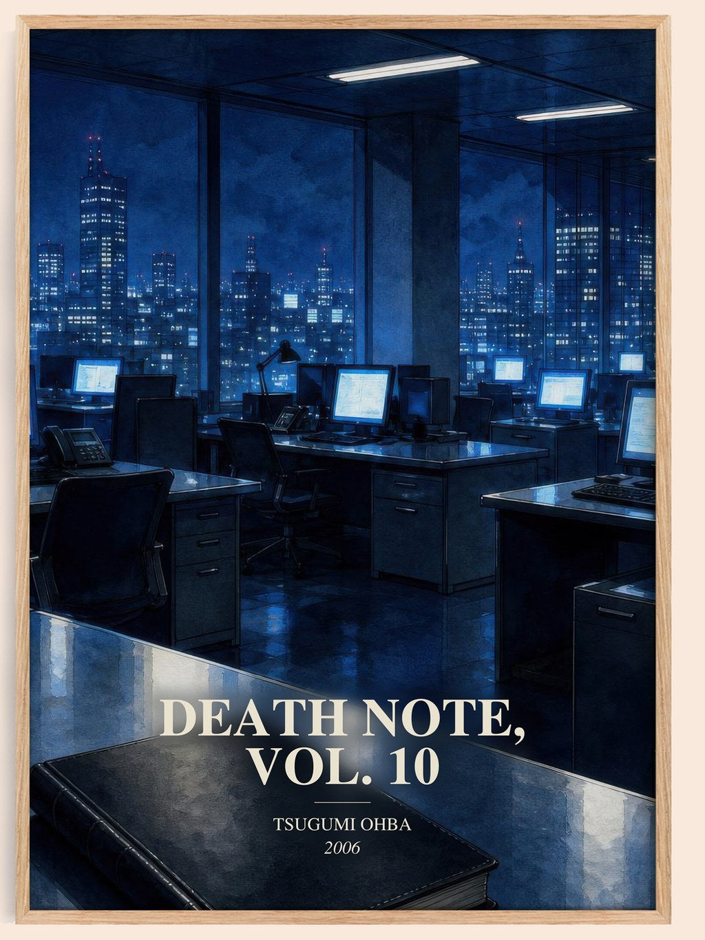 Death Note, Vol. 10 watercolour book poster by Tsugumi Ohba – framed literary art print