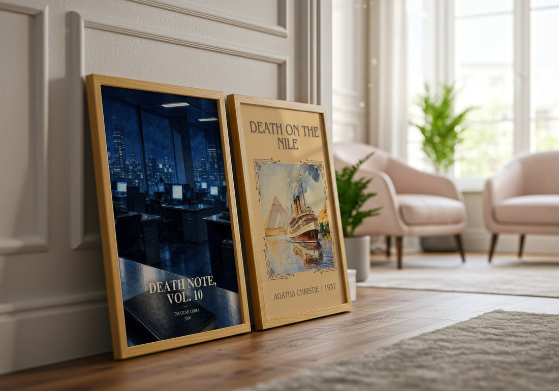 Death Note, Vol. 10 watercolour print framed by window – literary home decor