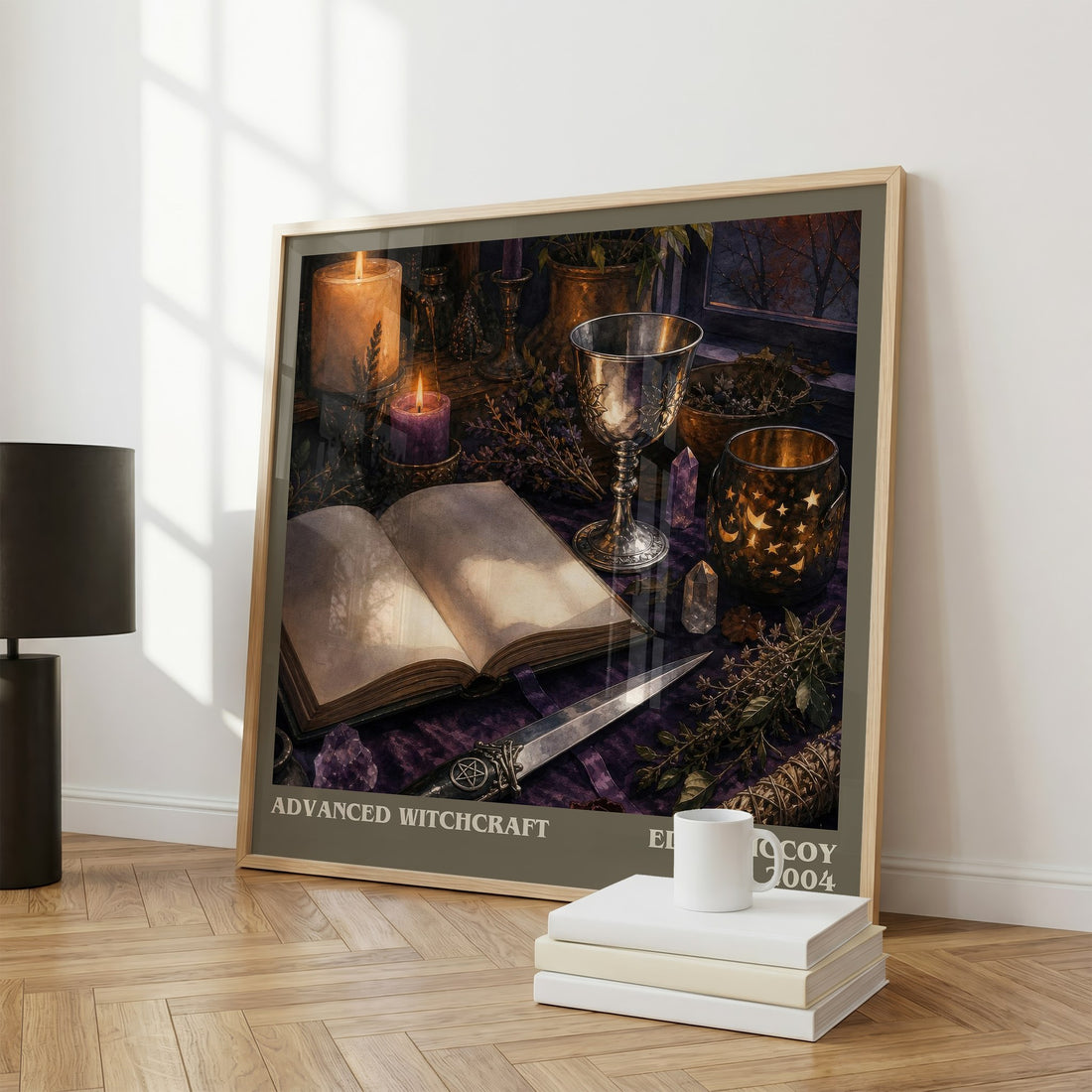 Advanced Witchcraft literary print framed by window – literary home decor