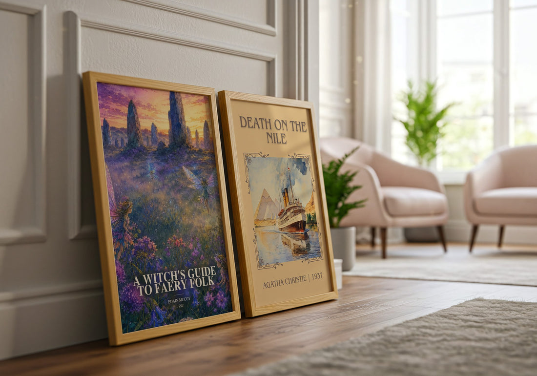 A witch's guide to faery folk watercolour print framed by window – literary home decor