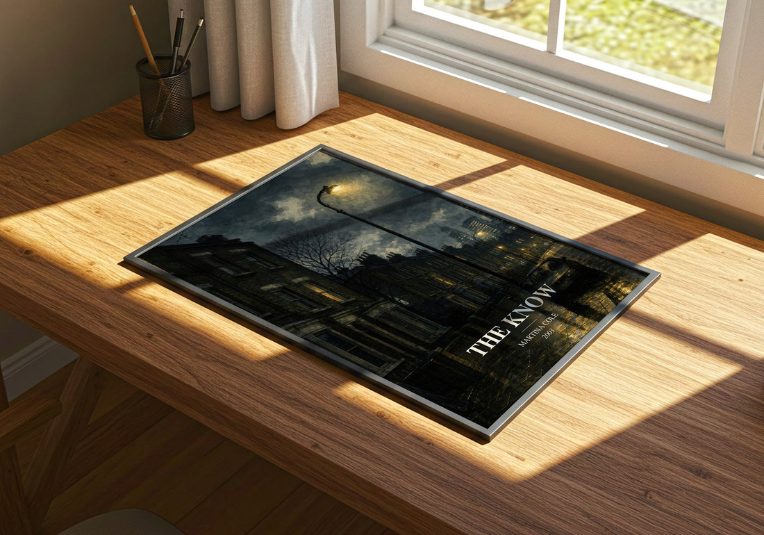 The Know watercolour book poster framed on wall – crime wall art