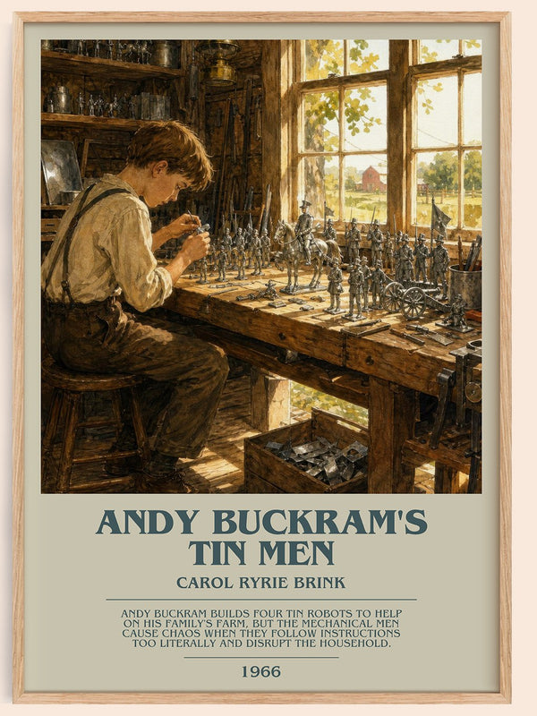 Andy Buckram's Tin Men bookish book poster by Carol Ryrie Brink – framed literary art print