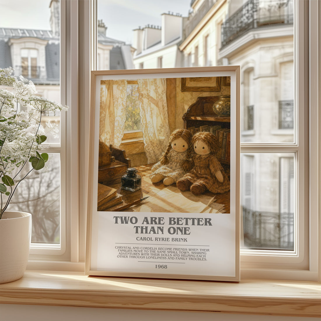 Two Are Better Than One bookish poster colour and style options – Carol Ryrie Brink book art