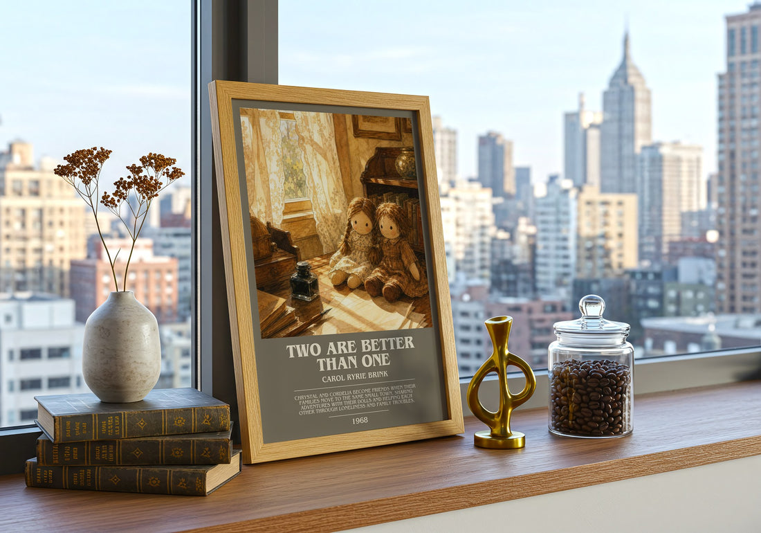 Two Are Better Than One bookish print framed by window – literary home decor