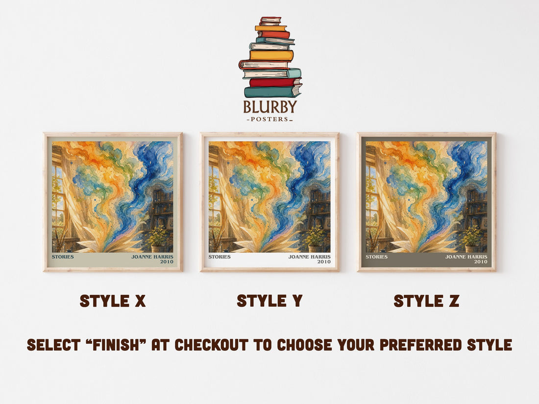 Stories literary print in frame leaning in hallway – literary fiction wall art (mockup)