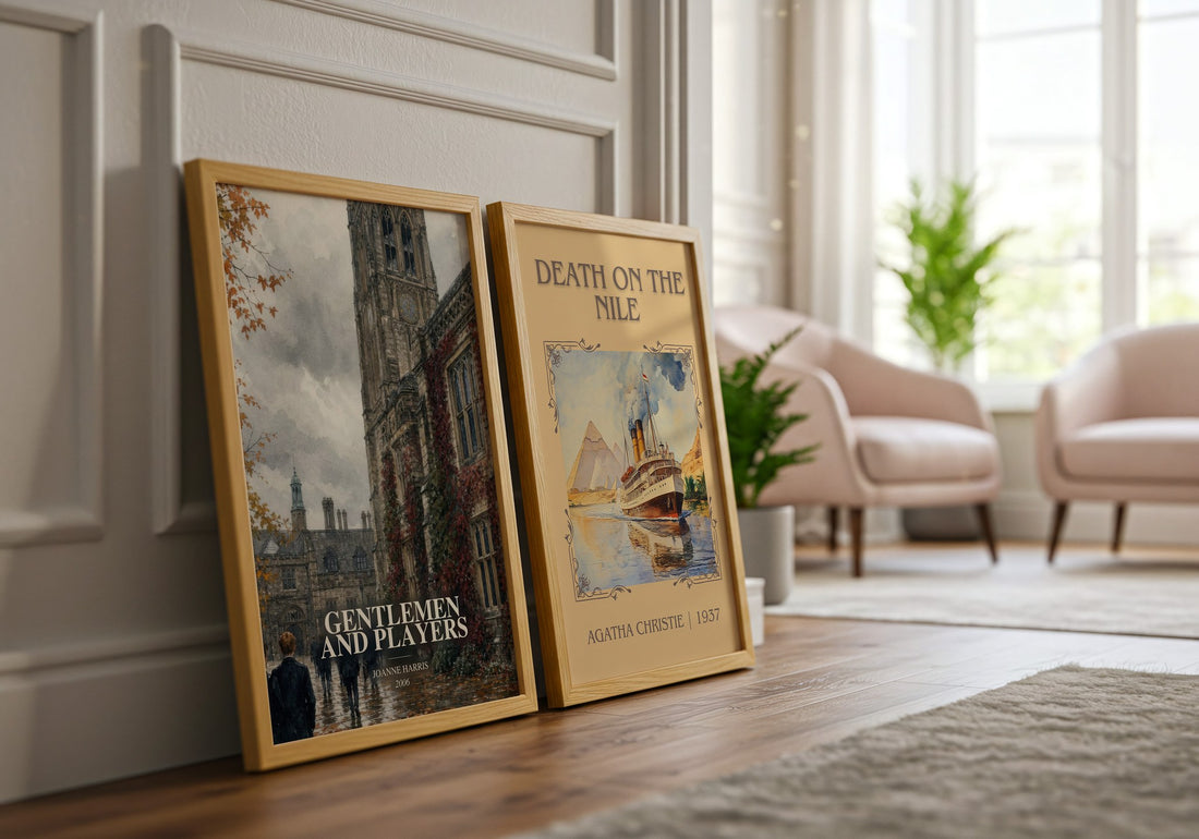 Gentlemen and players watercolour print framed by window – literary home decor