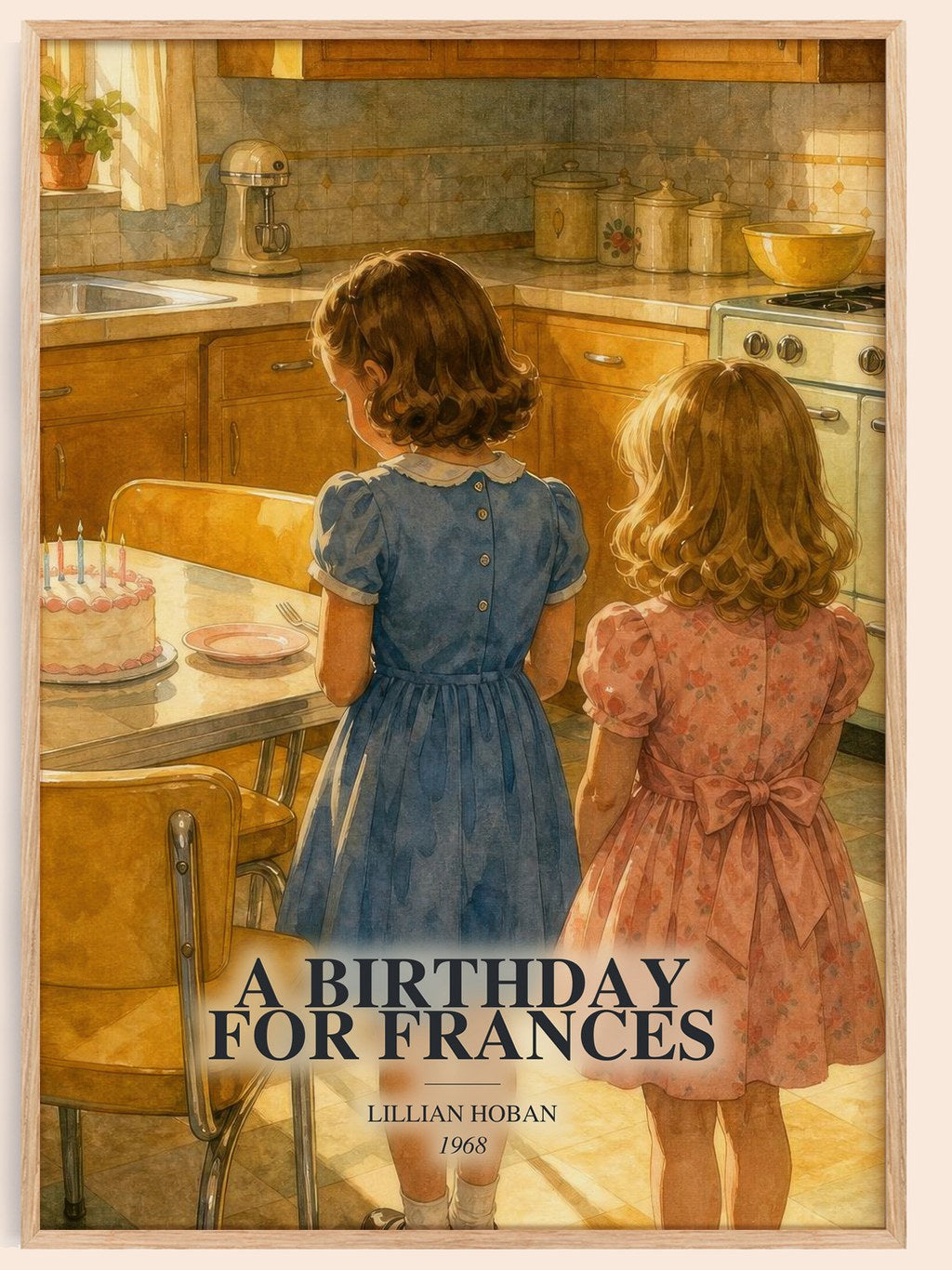 A birthday for Frances watercolour book poster by Lillian Hoban – framed literary art print