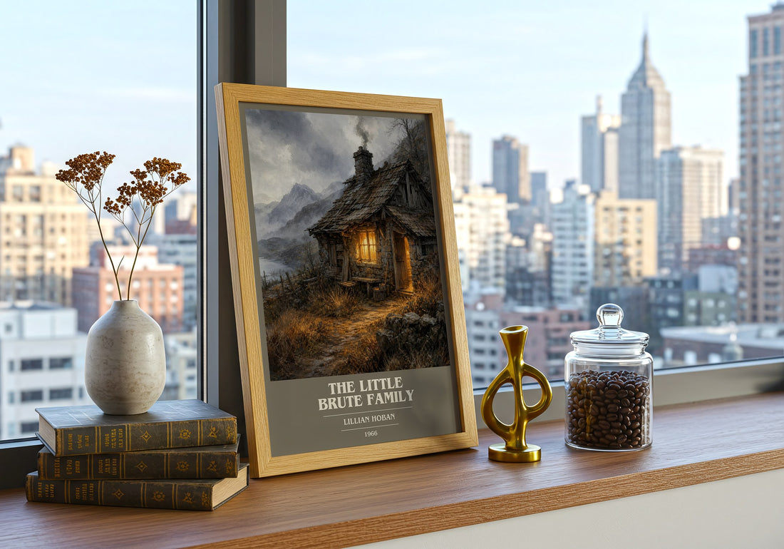 The little Brute family book cover print framed by window – literary home decor