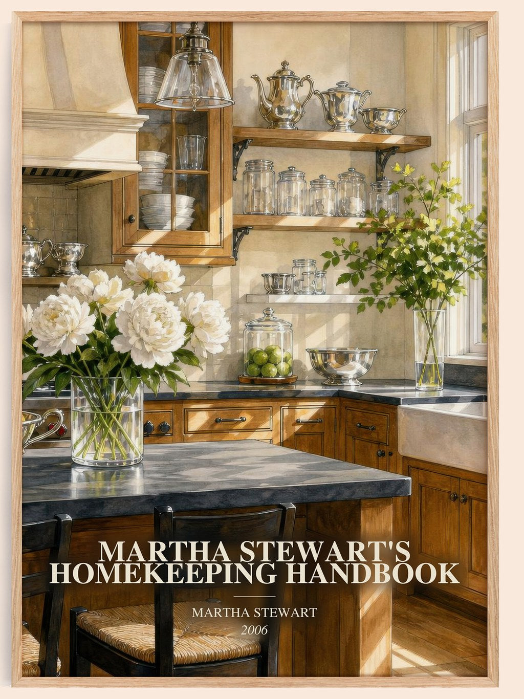 Martha Stewart's Homekeeping Handbook watercolour book poster by Martha Stewart – framed literary art print