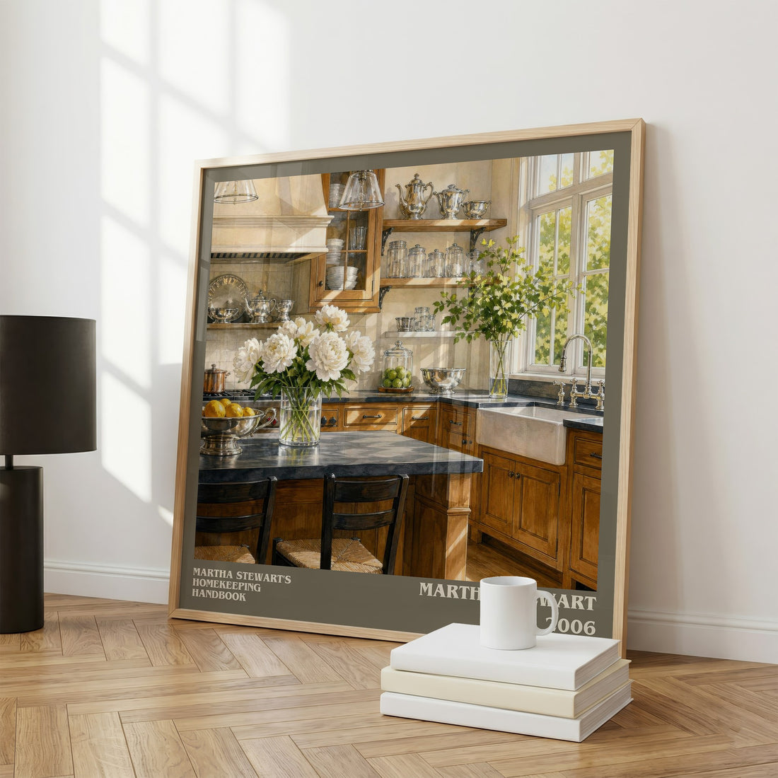 Martha Stewart's Homekeeping Handbook literary print framed by window – literary home decor