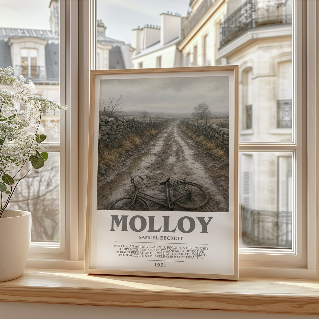 Molloy bookish poster colour and style options – Samuel Beckett book art (mockup)