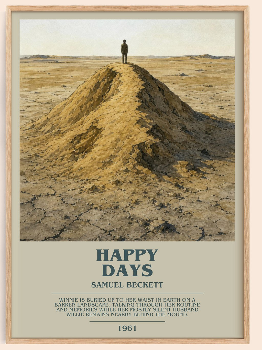 Happy days bookish book poster by Samuel Beckett – framed literary art print