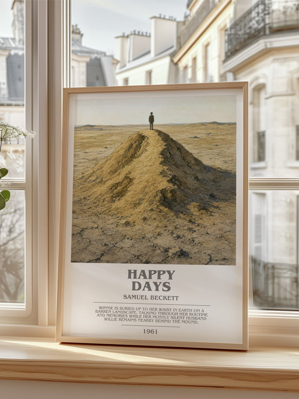 Happy days bookish poster colour and style options – Samuel Beckett book art