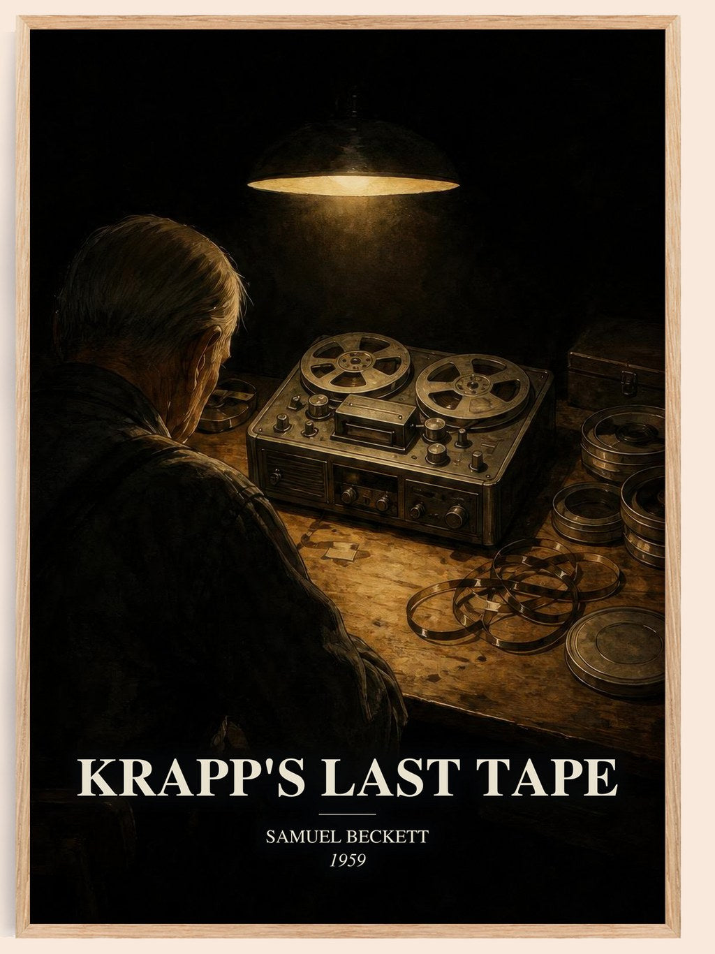 Krapp's last tape watercolour book poster by Samuel Beckett – framed literary art print