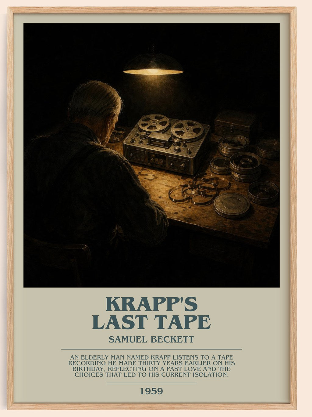 Krapp's last tape bookish book poster by Samuel Beckett – framed literary art print