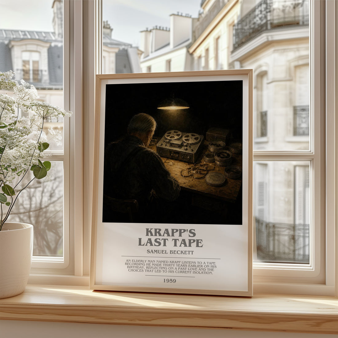 Krapp's last tape bookish poster colour and style options – Samuel Beckett book art (mockup)