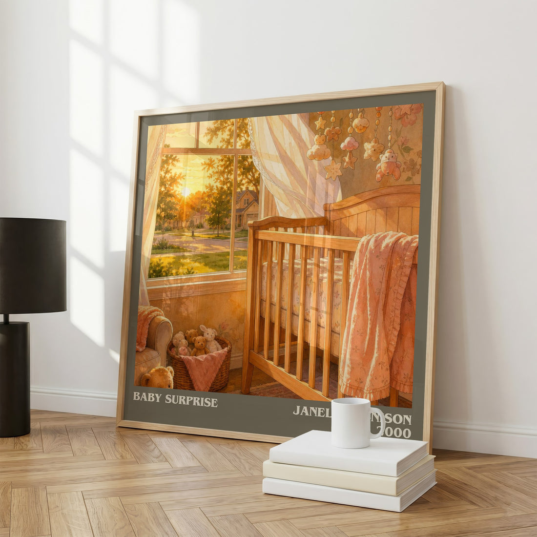 Baby Surprise literary print framed by window – literary home decor