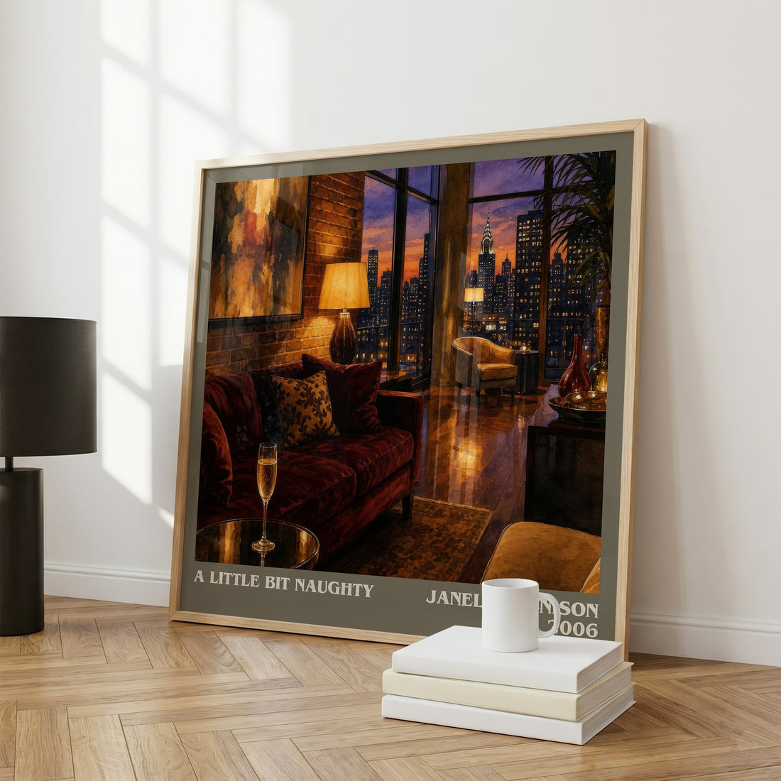 A Little Bit Naughty literary print framed by window – literary home decor