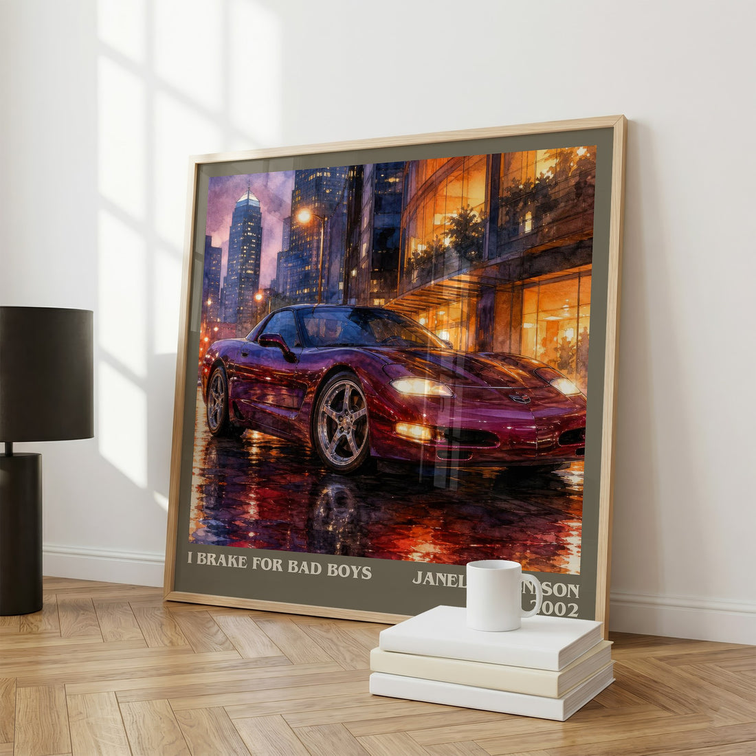 I brake for bad boys literary print framed by window – literary home decor