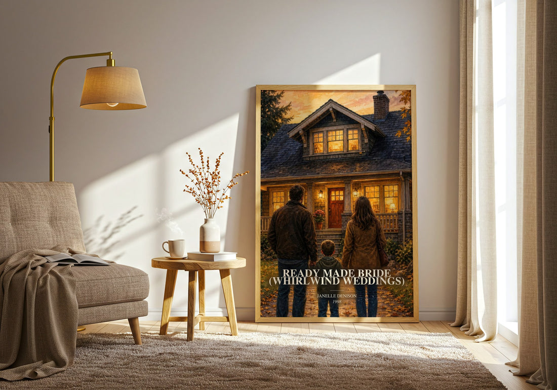 Ready Made Bride (Whirlwind Weddings) watercolour print in frame leaning in hallway – romance wall art