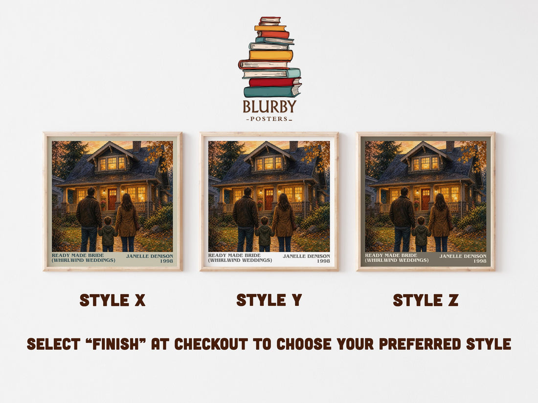 Ready Made Bride (Whirlwind Weddings) literary print in frame leaning in hallway – romance wall art (mockup)