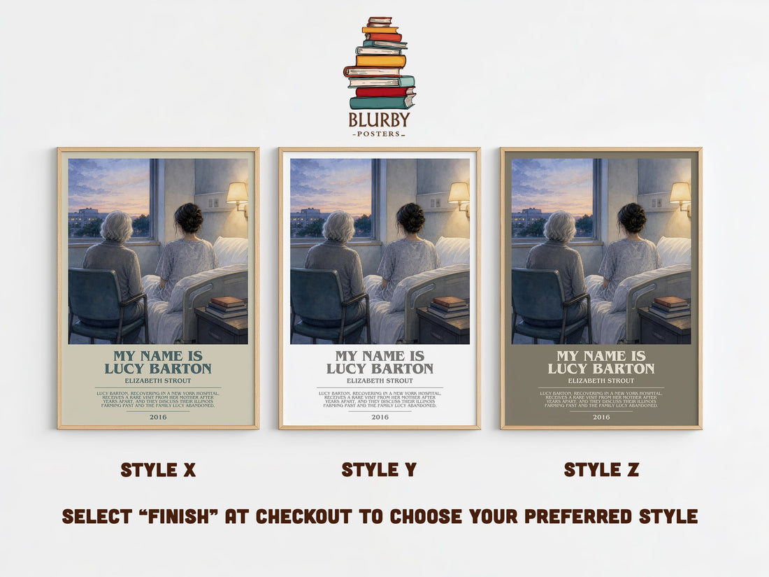 My Name is Lucy Barton bookish print in frame leaning in hallway – literary fiction wall art (mockup)