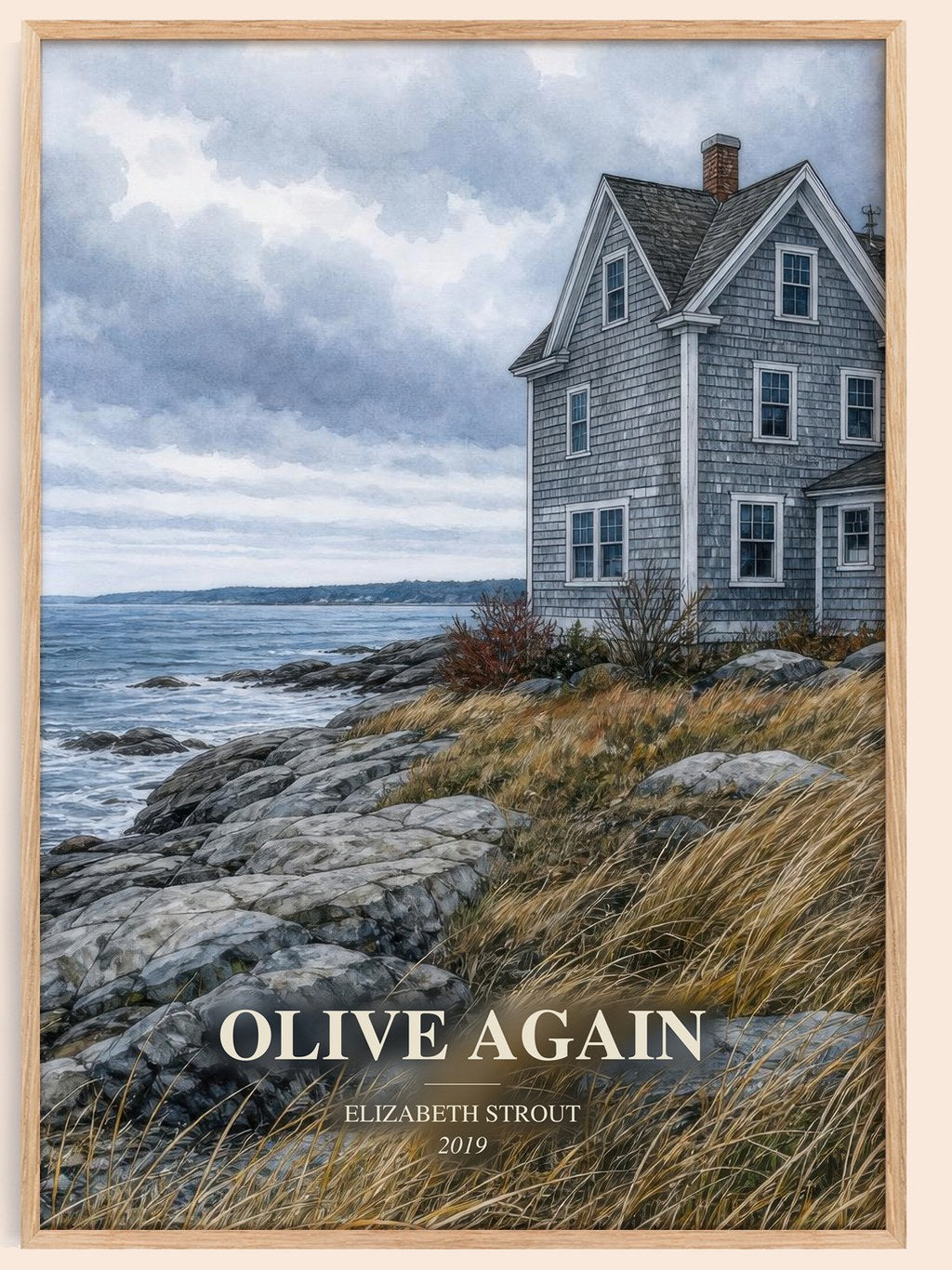 Olive Again watercolour book poster by Elizabeth Strout – framed literary art print