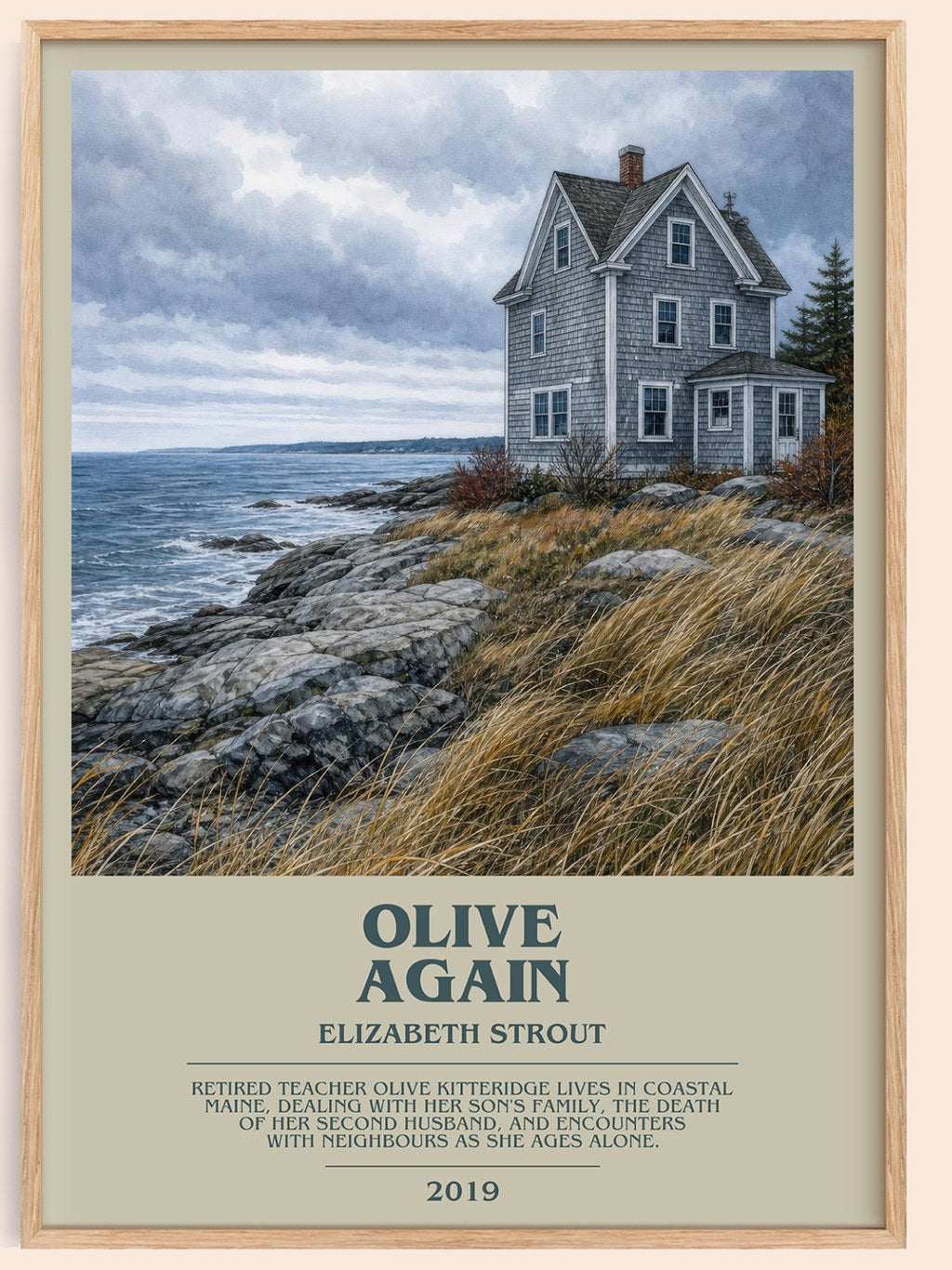 Olive Again bookish book poster by Elizabeth Strout – framed literary art print