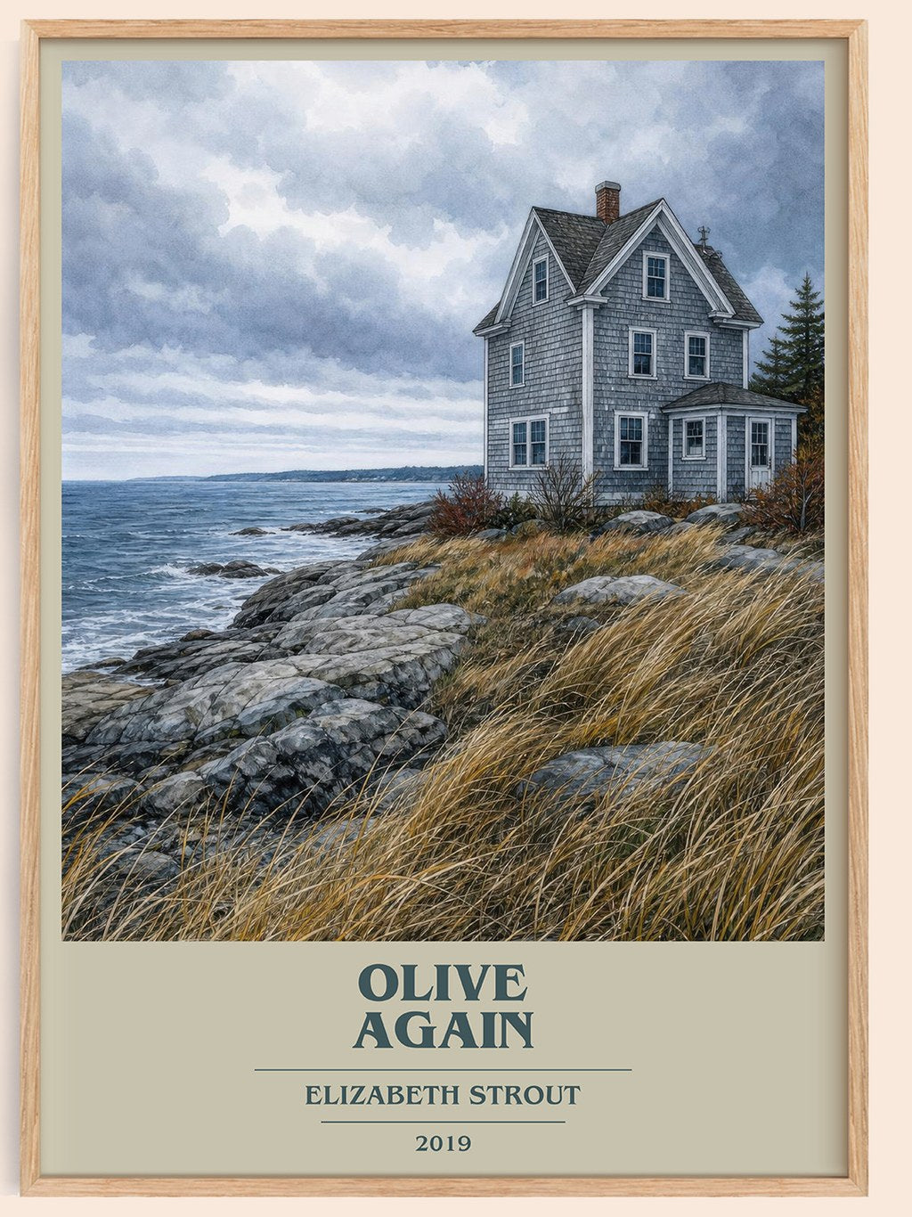 Olive Again book cover book poster by Elizabeth Strout – framed literary art print
