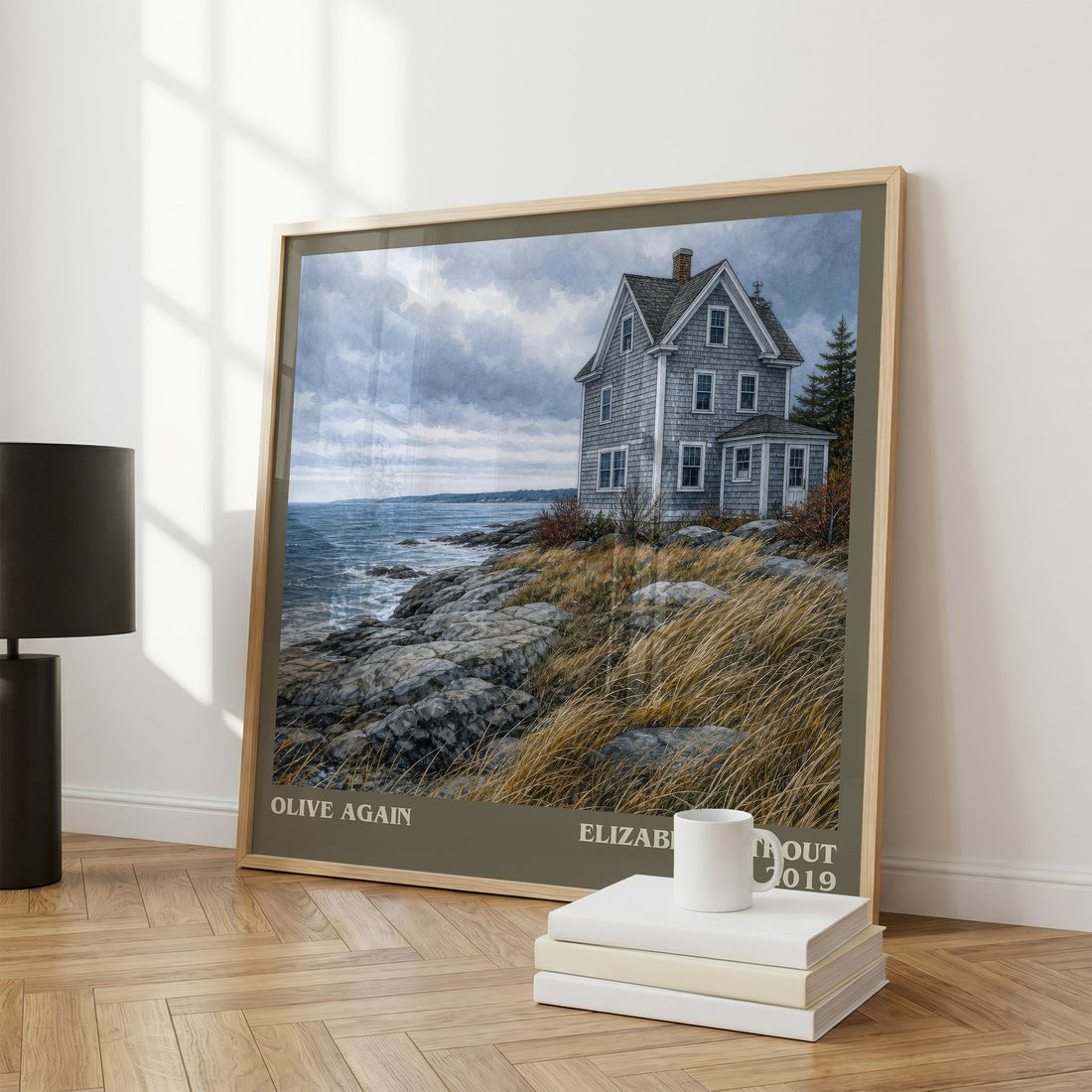 Olive Again literary print framed by window – literary home decor