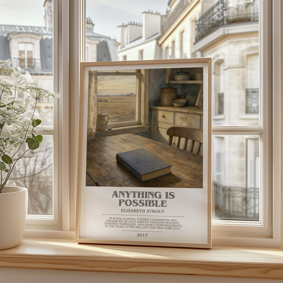 Anything is possible bookish poster colour and style options – Elizabeth Strout book art