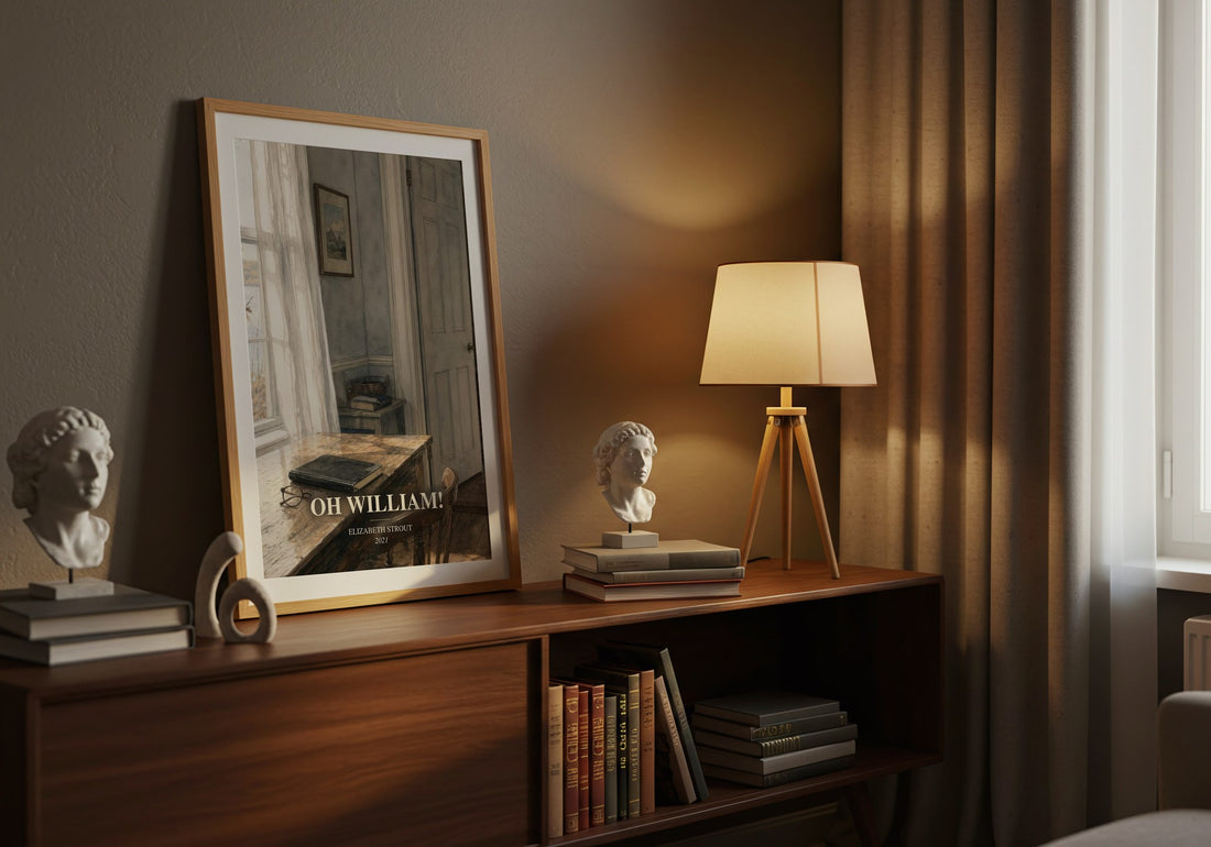 Oh William! watercolour print on bookshelf – Elizabeth Strout fan gift