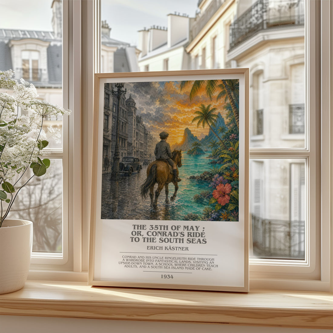 The 35th of May ; or, Conrad's ride to the South seas bookish poster colour and style options – Erich Kästner book art