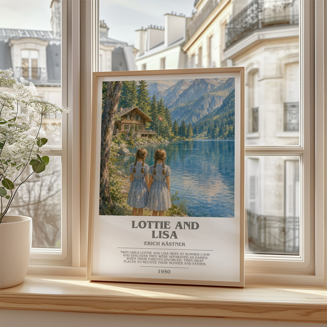 Lottie and Lisa bookish poster colour and style options – Erich Kästner book art