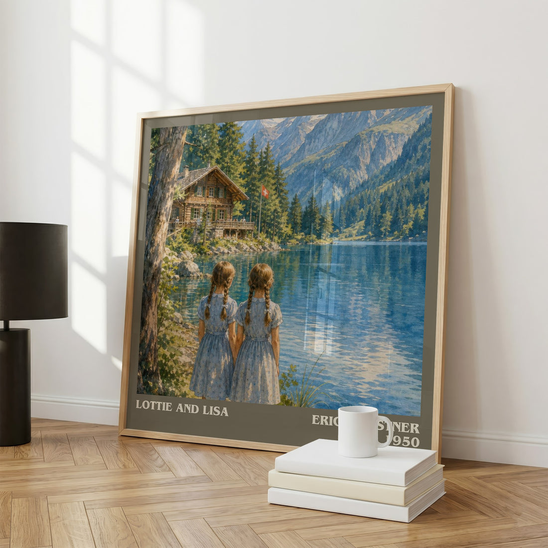 Lottie and Lisa literary print framed by window – literary home decor