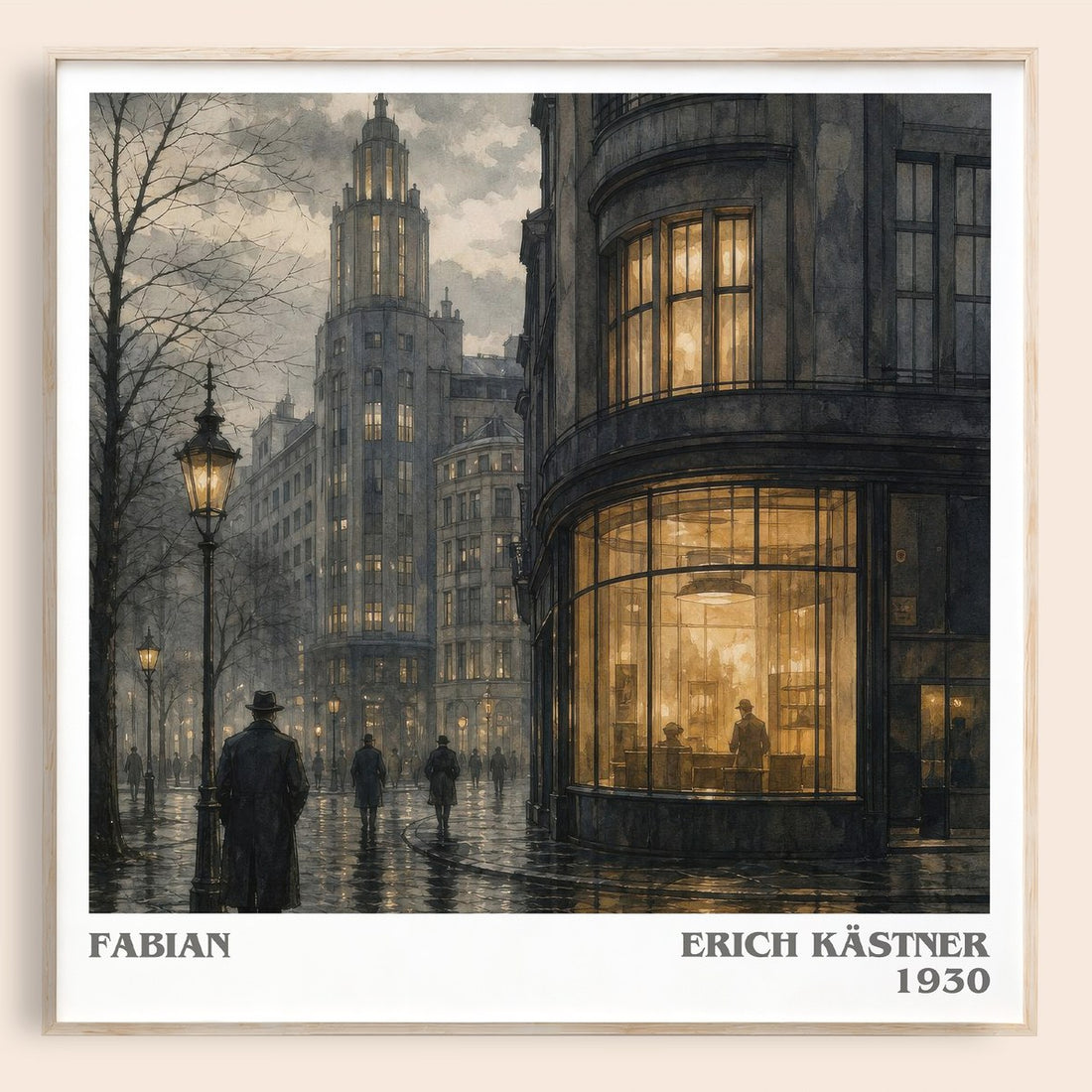 Fabian literary book poster by Erich Kästner – framed literary art print